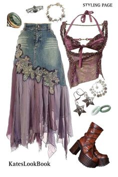 2020 Indie Fashion, Fashion Inspo Y2k, Aquarium Outfits Ideas, Cool Fits Y2k, Summer Fit Y2k, Cute Steampunk Outfits, Purple Christmas Outfit, Water Sign Outfits, Outfit Inspo Fairycore