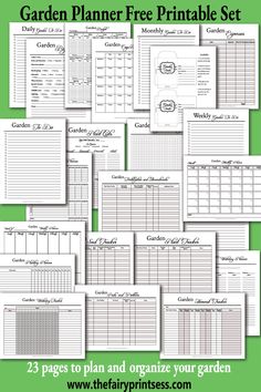 Free printable garden planner set to get your garden organized! Includes budget and expense worksheets, idea planners, layout design grids, watering trackers and schedules, plant planners, seed trackers, plant trackers, journal pages, seed packets, to do lists, calendars, a harvest tracker, and a pests and problems tracker. Easy to print letter size (8.5 x 11 inch) PDF file Garden Schedule Calendar, Garden Design Template Free Printable, Farm Planner Free Printable, Watering Schedule For Garden, Garden Tracker Bullet Journal, Garden Calendar Printable, Seed Saving Storage Ideas, Garden Planner Journal, Gardening Printables Free