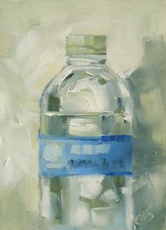 an oil painting of a water bottle