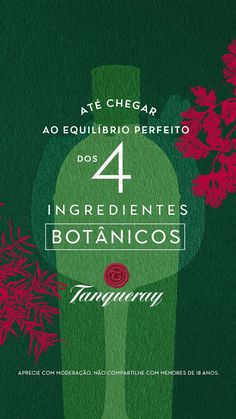 an advertisement for the four ingredient botanio, with red flowers on green background