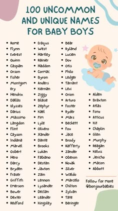 a baby's name and its meanings are shown in this printable list for the baby