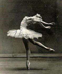 an old photo of a ballerina in white tutu