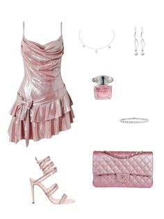 pink mini dress, pink heels, pink bag, diamond jewelry, how to style a pink dress, what to wear on christmas eve, cute christmas outfit Style A Pink Dress, What To Wear On Christmas, Cute Christmas Outfit, Cute Christmas Outfits, Heels Pink, Mini Dress Pink, Pink Mini Dress, Pink Heels, Pink Mini