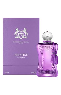 What it is: A fragrance that embodies the eccentric and unconventional side of the Chateau de Marly through not only its bold ingredients, but its captivating violet bottle.Fragrance story: Palatine, a name that resonates with the Princess Palatine, an outspoken and free-spirited princess who was a frequent resident at the Chateau. This empowering yet sophisticated eau de parfum revolves around a modern floral bouquet enhanced with fresh, fruity and powdery notes. An opening of mandarin, bergamo Parfums De Marly, Luxury Stationery, Fragrances Perfume Woman, Fall Wardrobe Essentials, Bumble And Bumble, Van Cleef Arpels, Hair Fragrance, New Fragrances, Women Perfume