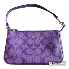 Nwt Coach C's Purple Wristlet. Gold Hardware Length 8", Height 5", Width 2" Coach Evening Bag With Wrist Strap, Purple Coach Bag, Purple Coach, Pretty Purses, Purple Stuff, Purple Things, Purple Purse, Fashion Moodboard, Mood Board Fashion