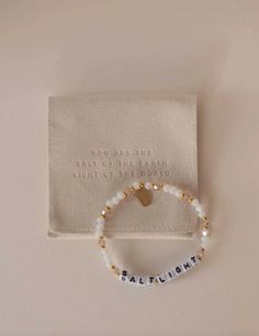 SALT + LIGHT BEADED BRACELET Uncommon Reign Christian Gift Ideas For Women Diy, Gifts For Christian Women Ideas, You Are The Light Of The World, Christian Gift Baskets, Christian Gift Ideas, Salt Light, Light Tattoo, Christian Shirts Designs, Light Of Christ