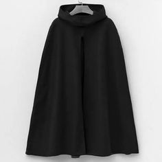 Elegant Womens Wool Blend Hooded Poncho Loose Cloak Cape Outerwear Vintage Coats | eBay Solid Hooded Cape For Fall, Solid Long Sleeve Cape For Fall, Hooded Black Cape For Fall, Black Hooded Cape For Fall, Casual Black Hooded Cape, Oversized Solid Color Cape, Short Cloak, Poncho Coat Cape, Black Cloak