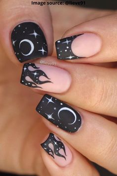 We have rounded up all the best Halloween Nail Designs from adorable little pumpkins Halloween nail art to super scary Halloween nail ideas. | Black Halloween Nail Art | Easy Halloween Nail Design | Halloween Nail Designs Short | Maquillage Yeux Cut Crease, Super Scary, Witchy Nails, Goth Nails, Black Nail Designs, Designs Nail, Nail Tattoo, Nails 2023, Halloween Nail Designs