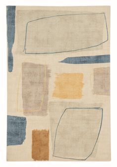 Brink & Campman Scion Composition Beige/Blue/Grey/Yellow/Brown 8'2" x 11'6 Scion Rugs, Natural Rug Living Room, Contemporary Color Palette, Graphic Motif, Hand Loomed Rug, Organic Lines, Rug Living Room, Rug Sale, Indoor Rugs