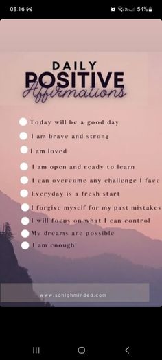 the daily positive affirmations app on an iphone