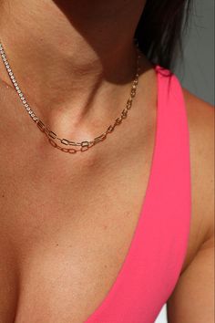 Paper clip chain tennis necklace . . . . . . #jewelry #tennisbracelet #eternity #eternityring #diamondstennisnecklace #capucelli #reels #tiktok #rings #bracelets #jewels #jewelryaddict #glam #stack #capucelli Classic Diamond Necklace With Paperclip Chain, Classic Diamond Figaro Chain Jewelry, Classic Diamond Figaro Chain Necklace, Classic Diamond Jewelry With Figaro Chain, Elegant Cubic Zirconia Necklace With Figaro Chain, Luxury Everyday Diamond Jewelry With Gold Chain, Formal Diamond Jewelry With Paperclip Chain, Yellow Gold Jewelry With Cubic Zirconia Paperclip Chain, Elegant Cubic Zirconia Paperclip Chain Jewelry