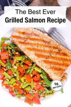 A picture showing grilled salmon with roasted asparagus salad Season Salmon, Salmon Salad Recipe, Salmon With Asparagus, Easy Salmon Recipe, Salmon Salad Recipes, Grilled Salmon Recipes, Easy Salmon Recipes, Zucchini Chips