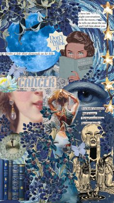 the collage is made up of many different items and features, including an image of a woman's face