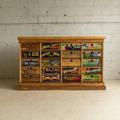 fruit crate apothecary cabinet 1 front view reclaimed wood Crate Tv Stand, Fruit Crates, Old Wooden Crates, Old Crates, Repurpose Furniture, Fruit Crate, Apothecary Cabinet, Fruit Box, Crate Storage