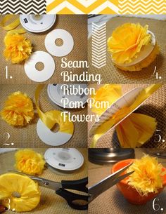 how to make a ribbon ribbon pom pom flower