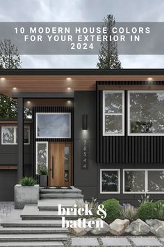 a house with the words modern house colors for your exterior in 2021