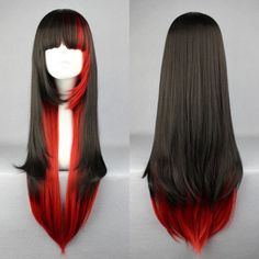 Full Wig Long Curly Straight Synthetic Hair Black Red Wigs Ombre Cosplay Party Dominican Hair, Pelo Anime, Anime Wigs, Cosplay Hair, Kawaii Hairstyles, Red Wigs, Ombre Wigs, Long Straight Hair, Anime Hair