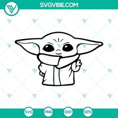 the child yoda from star wars is shown in black and white, on a green background