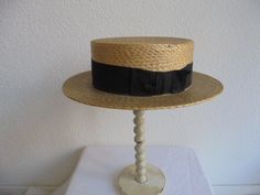 nice French vintage straw hat or Sun hat. with leather inside edge standard on picture is not included 11 cm high round inside 56 cms light damage photo 1 Please contact us if you want to combine something for cheaper shipping costs Retro Adjustable Top Hat For Summer, Vintage Brimmed Panama Hat For Formal Occasions, Vintage Adjustable Panama Hat For Formal Occasions, Vintage Formal Brimmed Panama Hat, Adjustable Vintage Panama Hat For Formal Occasions, Vintage Formal Panama Hat With Brim, Retro Wide Brim Straw Hat For Beach, Vintage Adjustable Straw Fedora, Retro Brimmed Summer Fedora