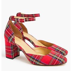 The Perfect Shoe To Add A Little Something To Any Outfit. Tartan Shoes Heels, Tartan Plaid Shoes, Christmas Plaid Shoes, Plaid Shoes Heels, Heels With Ankle Strap, Beautiful Heels, Christmas Outfits, College Style, College Fashion