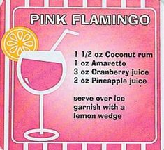 the label for pink flamingo is shown in red and white stripes, with an orange slice