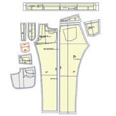 an image of a paper model of a man's suit and pants with measurements