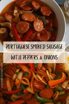 Portuguese Smoked Sausage Portuguese Sausage Recipes, Chourico And Peppers Portuguese, Portuguese Sausage Recipe Dinners, Portuguese Chorizo Recipes, Linguisa Sausage Recipes, Linguisa Sausage, Linguica Recipes Dinner, Portuguese Sausage Recipe, Linguica Recipes