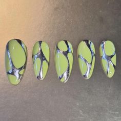 Isolated chrome gel press on nail kit. Set includes 20 pre-designed nails, which have been hand painted using gel product. Buyer will receive 2x nails of each sizing within the kit (sizes 0-9), to ensure best fit, without the hassle of having to send in your measurements. If would like any alterations to your design, please be sure to leave your request in the comment box provided. Dispatch time is approx. 2-3 weeks, although I aim to get your nails sent out to you as soon as possible, this is a Isolated Chrome Nails, Isolated Chrome, Designed Nails, Press On Nail Kit, Chrome Nails Designs, Green Chrome, Gel Press, Nail Buffer, Le Lot