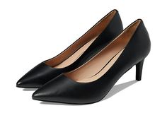 Cole Haan Vandam Pump 65 mm - Women's Shoes : Black Waterproof Leather : Maintain your classic, chic styling in the Cole Haan Vandam Pump 65 mm. Slip-on style. Pointed toe silhouette. Cushioned footbed offers lasting comfort. Kitten heel. Leather upper. Leather lining and insole. Leather outsole. Imported. Measurements: Heel Height: 2 1 2 in Weight: 10 oz Product measurements were taken using size 9, width B - Medium. Please note that measurements may vary by size. Weight of footwear is based on High Heel Court Shoes With Arch Support, Spring Office Heels With Arch Support, Fitted High Heels With Arch Support, Classic Court Shoes With Cushioned Footbed And Almond Toe, Classic Almond Toe Court Shoes With Cushioned Footbed, Classic Heels With Cushioned Footbed, Fitted Almond Toe Heels With Arch Support, Elegant Heels With Arch Support For Work, Classic Formal Heels With Arch Support