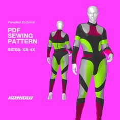 **DIGITAL DOWNLOAD ONLY** Download our paneled bodysuit sewing pattern zip file packet, made for drag queens. Opt for a sporty streetwear catsuit look, sculpt and contour your body with this futuristic, form-fitting bodysuit. Sew it yourself with fabulous stretch fabric in different colors, textures, and styles. The pattern comes with easy-to-follow instructions--perfect for sewing beginners! Included Pattern Sizes - XS, S, M, L, XL, 2X, 3X, 4X - Our unique drag sizes are based off of U.S. Stand Catsuit Pattern Sewing, Drag Padding, Diy Bodysuit, Bodysuit Sewing Pattern, Drag Clothing, Sewing Beginners, Printable Paper Patterns, Drag Queen Costumes, Modern Pattern Design