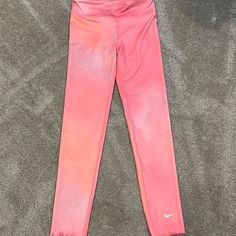 Brand New With Tags Nike Leggings. Tie Dye Peach/Pink Color. Nike Full Length Casual Leggings, Pink Footless Leggings For Spring, Footless Pink Leggings For Spring, Full Length Pink Spring Activewear, Sporty Pink Full-length Leggings, Casual Pink Footless Leggings, Pink Full Length Sporty Leggings, Nike Pink Bottoms For Spring, Spring Nike Pink Bottoms