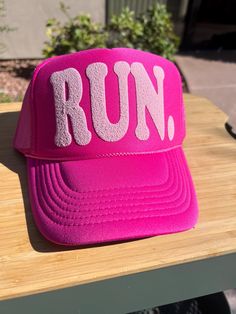 Custom PUFF RUN. HAT Trucker hat // Unbeatable Quality and Price // Quotes // Baseball Cap Vintage 3D effect This is the perfect hat for running. Lightweight, mess backing, fully adjustable snapback Pink Fun Costume Cap, Pink Visor Hat One Size Fits Most, Pink Visor Hats One Size, Pink Trucker Hat With Visor, Pink Visor Hat, Fun Trucker Hat With Visor, Fun Visor Trucker Hat One Size, Pink Trucker Hat For Sports, One Size Fits Most, Pink Trucker Hat For Sports, One Size