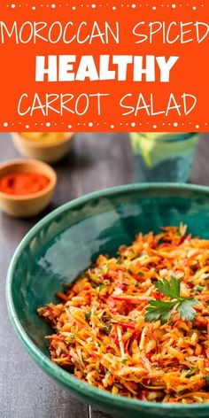 mexican shredded carrot salad in a green bowl