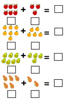 an addition sheet with fruits and vegetables on it