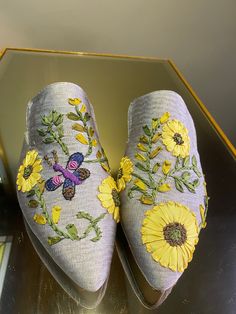 Hand crafted silk embroidered shoes slipper with genuine leather  Every eu size Handmade Flat Mules For Spring, Traditional Closed Toe Mules For Spring, Traditional Flat Heel Mules For Spring, Traditional Flat Heel Spring Mules, Handwork Flats For Summer, Traditional Flat Slippers For Spring, Traditional Slip-on Mules For Spring, Handmade Slippers For Spring, Luxury Slip-on Slippers For Spring