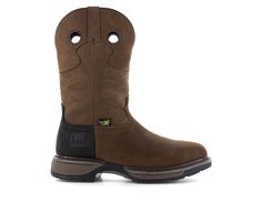 Genuine Crazy Horse Leather, Pull on entry, Steel toe, Removable insole, Rubber, slip resistant outsole, Met Guard | Men's Frye Supply Met Guard Western Safety-Crafted Boot Work Boot in Brown/Black Size 7.5 Wide Western Style Impact Resistant Work Boots With Round Toe, Western Slip-resistant Boots For Outdoor Activities, Western Safety Boots With Round Toe, Western Style Safety Work Boots With Round Toe, Western Safety Work Boots With Round Toe, Western Style Waterproof Moc Toe Boots, Impact Resistant, Western Style Waterproof Moc Toe Boots, Western Style Waterproof Boots With Moc Toe, Slip-on Steel Toe Outdoor Boots