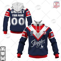 Personalised NRL Sydney Roosters 2023 Home Jersey Hoodie Mask, Sydney Roosters, Sports Jerseys, Retro Sports, Long Sleeve Kids, New Retro, Fabric Cuff, Cozy Hoodie, Personalized Hoodies