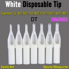 Wormhole 50 pcs/box 8mm White disposable Tattoo Tips Diamond for Tattoo needles 3DT 5DT 7DT 9DT 11DT 13DT 14DT 18DT Bottles Decoration, Good Things, Feelings