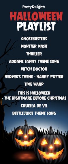 halloween playlist with pumpkins on the ground