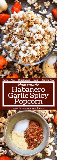 the ingredients for homemade habanero garlic spicy popcorn