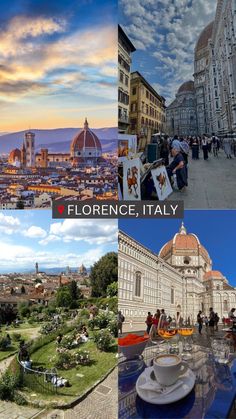 the collage shows different views of italy