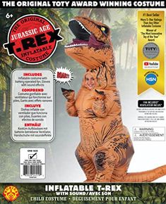 an inflatable t - rex costume for children