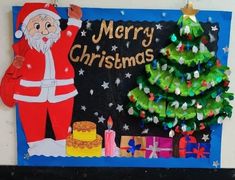 Crismas Decoration Classroom, School Board Decoration For Christmas, Christmas Day Board Decoration, Christmas Soft Board Decoration Ideas, Christmas Notice Board Decoration, Crismas Craft For Kids, Crismas Craft Ideas, Christmas Board Decorations, Christmas Display Boards Nursery