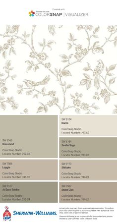 the color scheme for sherylin williams's wallpapers is shown in shades of