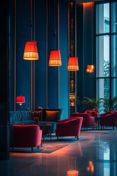 A hotel lobby with intricate architectural details, elegant chandeliers, and a welcoming reception area. High End Hotel, Hotel Sunset, Lobby Lighting