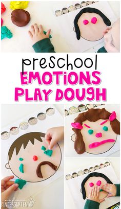 a collage of photos showing how to make play dough for children's crafts