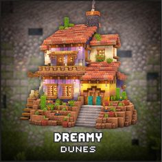 an image of a house made out of minecraft bricks with the words dreamy dunes on it