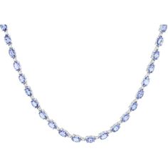 18K White Gold Tanzanite and Diamond Necklace - 21.00 Carat Tanzanite, 1.00 Carat Diamond, 17 Length Luxury Silver Tanzanite Necklace, Luxury Tanzanite Necklace With Brilliant Cut, Luxury Tanzanite Necklace For Anniversary, Luxury Tanzanite Necklaces For Anniversary, Silver Tanzanite Necklace Fine Jewelry, Fine Jewelry Tanzanite Silver Necklace, Fine Jewelry Tanzanite In Lavender Color, Elegant Tanzanite White Gold Necklace, Lavender Tanzanite Fine Jewelry