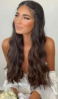 Bridesmaid Hair Makeup, Hoco Hairstyles, Homecoming Hair Down, Hair Medium