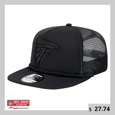 the nfl hat is black and has an atlanta football team logo on it, along with a